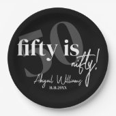 書道はっきりした50th Birthday Party付きタイポグラフィ ペーパープレート (正面)