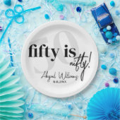 書道はっきりした50th Birthday Party付きタイポグラフィ ペーパープレート (パーティー)