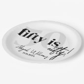 書道はっきりした50th Birthday Party付きタイポグラフィ ペーパープレート (アングル)