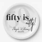 書道はっきりした50th Birthday Party付きタイポグラフィ ペーパープレート (正面)