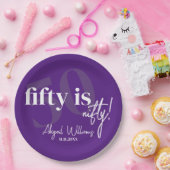書道はっきりした50th Birthday Party付きタイポグラフィ ペーパープレート (パーティー)
