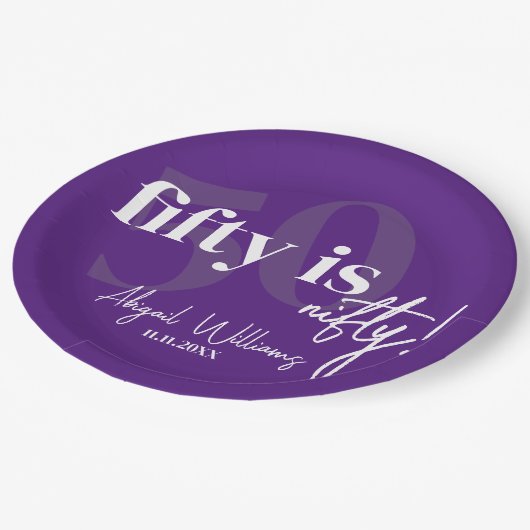 書道はっきりした50th Birthday Party付きタイポグラフィ ペーパープレート (アングル)