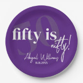 書道はっきりした50th Birthday Party付きタイポグラフィ ペーパープレート (正面)