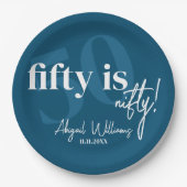 書道はっきりした50th Birthday Party付きタイポグラフィ ペーパープレート (正面)