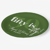 書道はっきりした50th Birthday Party付きタイポグラフィ ペーパープレート (アングル)