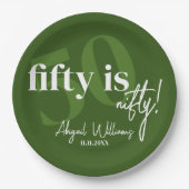 書道はっきりした50th Birthday Party付きタイポグラフィ ペーパープレート (正面)