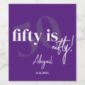 書道はっきりした50th Birthday Party付きタイポグラフィ ワインラベル (シングルラベル)