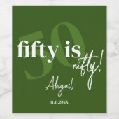 書道はっきりした50th Birthday Party付きタイポグラフィ ワインラベル (シングルラベル)