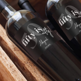 書道はっきりした50th Birthday Party付きタイポグラフィ ワインラベル