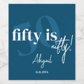 書道はっきりした50th Birthday Party付きタイポグラフィ ワインラベル (シングルラベル)