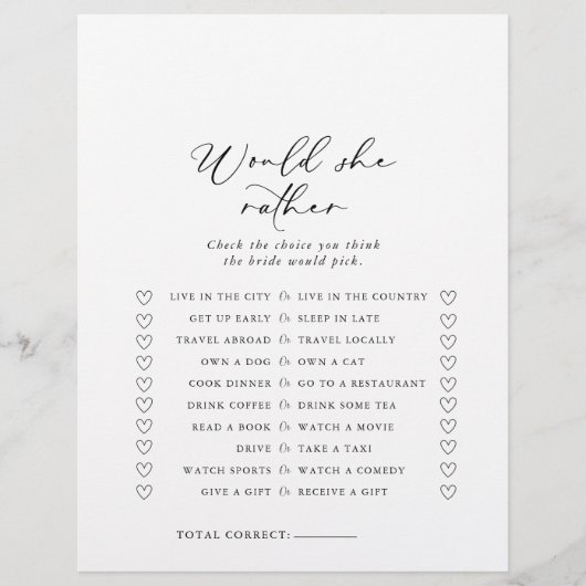 書道は彼女はむしろブライダルシャワーゲーム (正面)