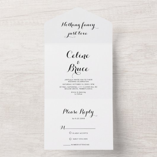 書道は愛ファンシーだけではな結婚い オールインワン招待状 (内側)