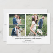 書道は永遠に感謝結婚の4枚の写真 サンキューカード (裏面)