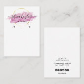 書道アートイヤリングディスプレイカードピンク 名刺 (正面/裏面)