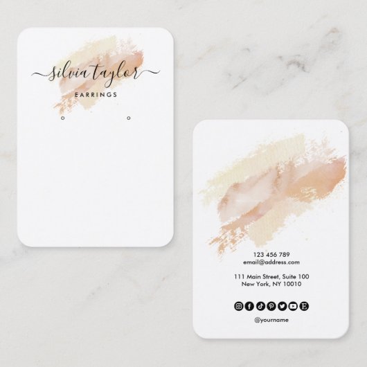 書道アートイヤリングディスプレイカードベージュ 名刺 (正面/裏面)