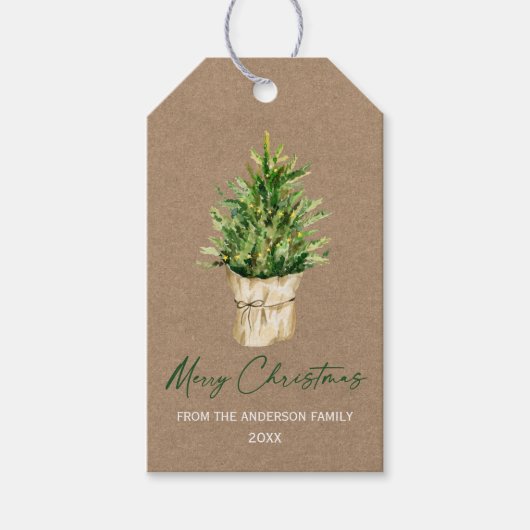 書道インクウォーターカラーツリークラフトミニマリスト ギフトタグ (正面)