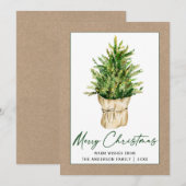 書道インクウォーターカラーツリーミニマリストクラフト シーズンカード (正面/裏面)