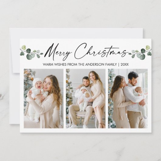 書道インクウォーターカラーユーカリプトゥスクリスマス シーズンカード (正面)