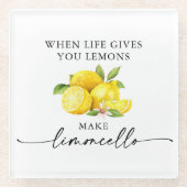 書道インクウォーターカラーレモンリモンチェロ ガラスコースター (正面)