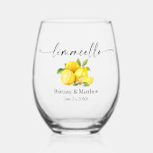 書道インクウォーターカラーレモンリモンチェロ ステムなしワイングラス (正面)