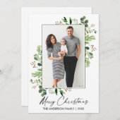 書道インクウォーター色の緑のクリスマス シーズンカード (正面/裏面)