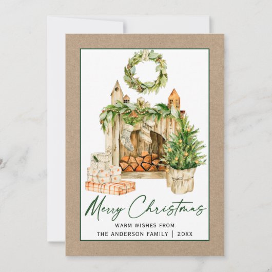 書道インクウォーター色クリスマスクラフト シーズンカード (正面)
