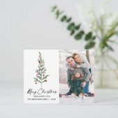 書道インクウォーター色クリスマスツリー写真 シーズンポストカード (スタンド正面)