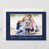 書道インクシーズとグリーティング金ゴールドブルー シーズンカード (正面)