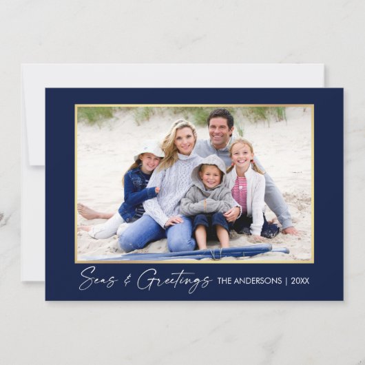 書道インクシーズとグリーティング金ゴールドブルー シーズンカード (正面)