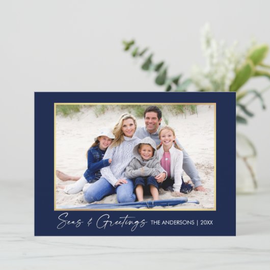 書道インクシーズとグリーティング金ゴールドブルー シーズンカード (スタンド正面)