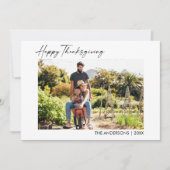 書道インクスクリプトオレンジプレイドサンクスギビング シーズンカード (正面)