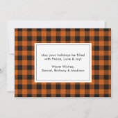 書道インクスクリプトオレンジプレイドサンクスギビング シーズンカード (裏面)