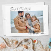 書道インクスクリプト写真の海と挨拶 シーズンカード