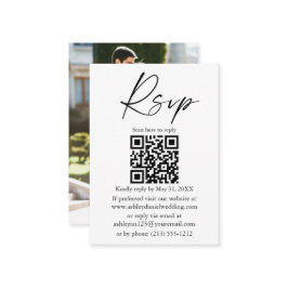 書道インクスクリプト写真結婚のQR RSVP  エンクロージャーカード