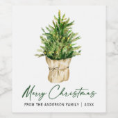 書道インクスクリプト水の色ツリーのミニマリスト ワインラベル (シングルラベル)