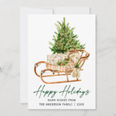 書道インクスクリプト水色そり松の木 シーズンカード (正面)