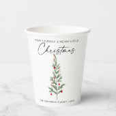 書道インクスクリプト水色クリスマスツリー 紙コップ (正面)