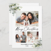 書道インクスクリプト緑3写真クリスマス シーズンカード (正面/裏面)