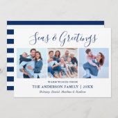 書道インクスクリプト3写真の海と挨拶 シーズンカード (正面/裏面)