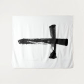 書道インクブラシ十字架 – モダン Crucifix タペストリー (正面(横))
