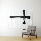 書道インクブラシ十字架 – モダン Crucifix タペストリー (インサイチュ(横))