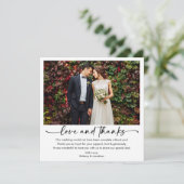 書道インクペンスクリプト写真結婚の正方形 サンキューカード (スタンド正面)