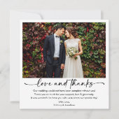 書道インクペンスクリプト写真結婚の正方形 サンキューカード (正面)