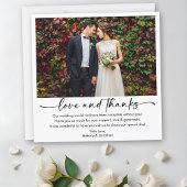 書道インクペンスクリプト写真結婚の正方形 サンキューカード