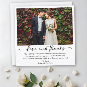 書道インクペンスクリプト写真結婚の正方形 サンキューカード