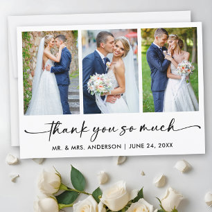 書道インクペンスクリプト3写真結婚の サンキューカード