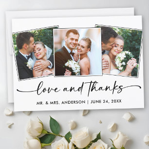書道インクペンスクリプト3枚の写真ラヴ結婚ズ サンキューカード