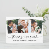 書道インクペンスクリプト3枚結婚の写真 サンキューカード (スタンド正面)