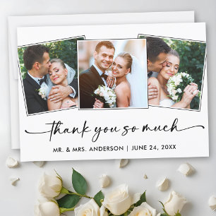 書道インクペンスクリプト3枚結婚の写真 サンキューカード
