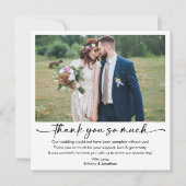 書道インクペンスクリプト5フォトスクエア結婚ズ サンキューカード (正面)